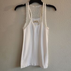 Hollister White Floral Lace Tank Top